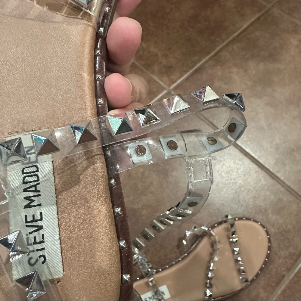 Steve Madden Travel Clear Studded Sandals - Picture 8 of 10